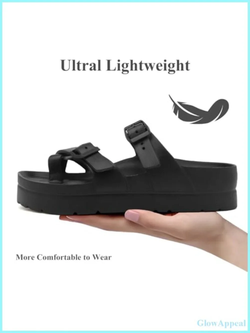Women's Platform Slide Sandals EVA Arch Support Adjustable Buckle Beach